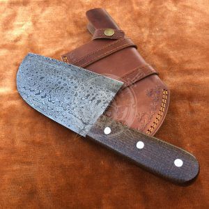 Daily Carry Custom Hand Forged Damascus Blade Camping Outdoor Kitchen Cleaver Meat with Custom Made Leather Sheath - Image 3
