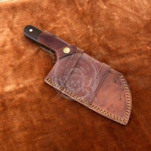 Daily Carry Custom Hand Forged Damascus Blade Camping Outdoor Kitchen Cleaver Meat with Custom Made Leather Sheath - Image 5