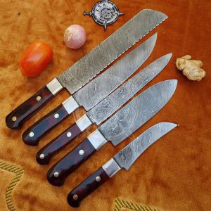 Damascus Set of 5 Pieces Kitchen Knife - Image 4