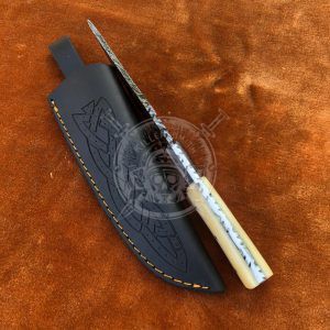 Handmade Damascus 9.00"Hunting Knife Bone Wood Handle With Sheath - Image 3