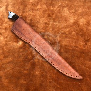 Custom Made Damascus Blade Fishing Fillet Knife With Leather Sheath - Image 4