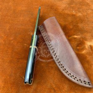 Handmade Damascus Hunting Skinner Knife With Leather Sheath - Image 3