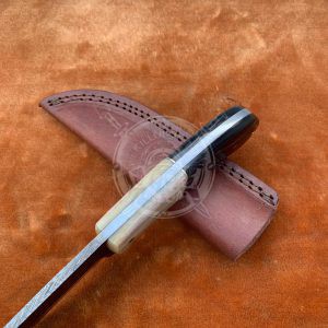 Hunting Knife - Custom Damascus Steel Blade Handle Black Horn Camel bone Knife - Image 3