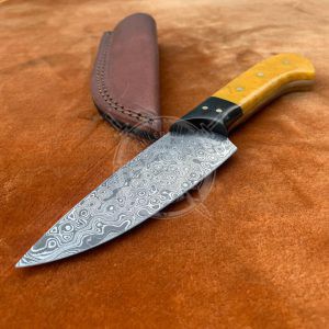 Damascus 9" Raindrop Blade Hunting Knife - Image 3
