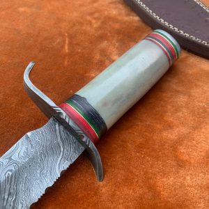 Custom Hand Forged Damascus Steel Hunting Knife With Leather Sheath - Image 5