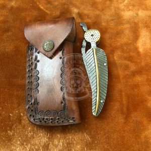 Full Damascus Custom Made  Leaf Folding Knife - Image 5