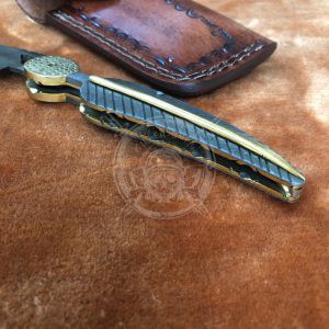 Full Damascus Custom Made  Leaf Folding Knife - Image 4