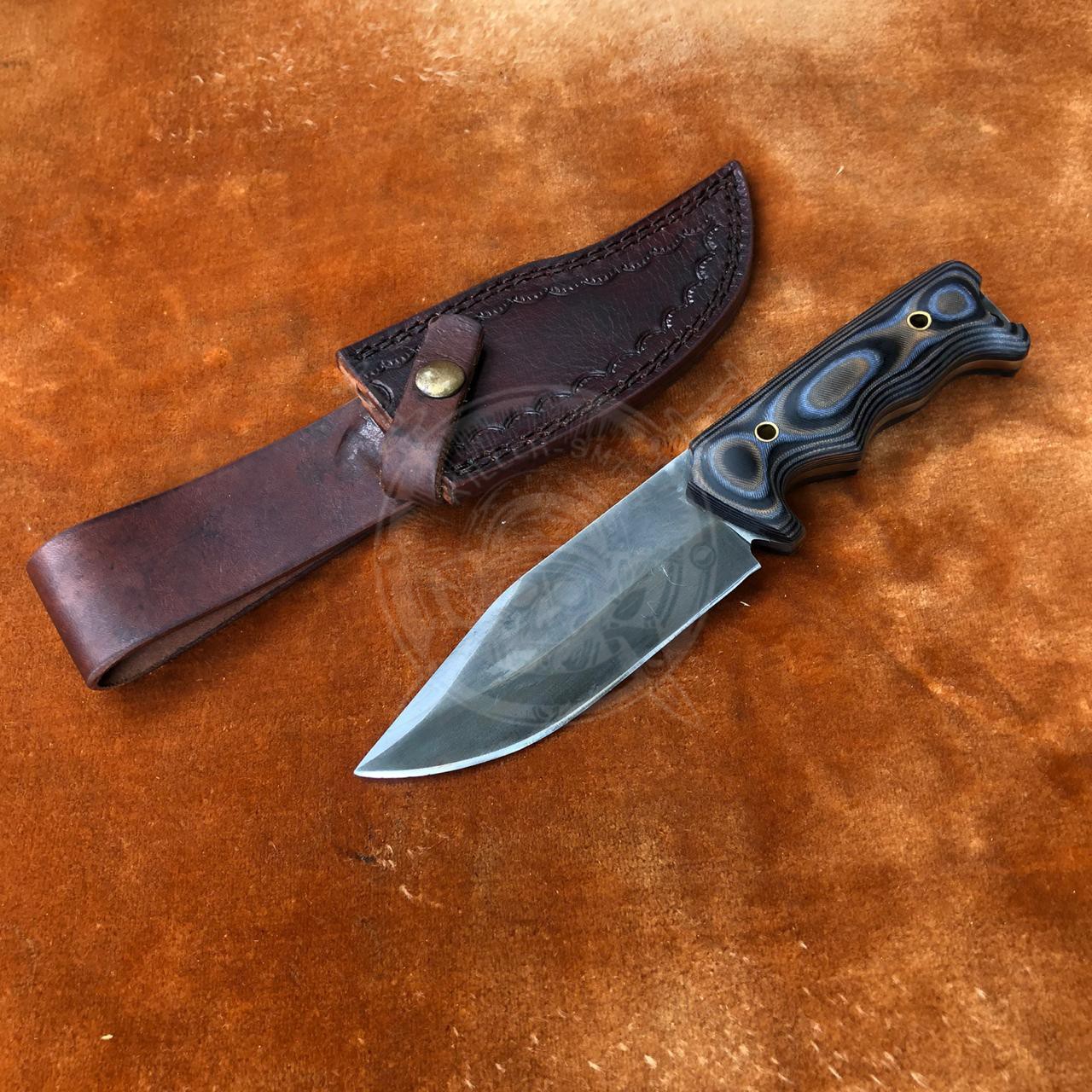 New Custom Made 1095 Steel Acid Wash Blade Camping Hunting Knife