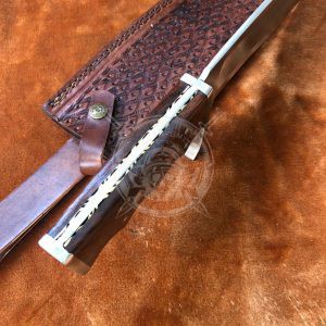 Bigger Custom Hand Made Steel Blade Wood Handle Tactical Bowie Knife - Image 4