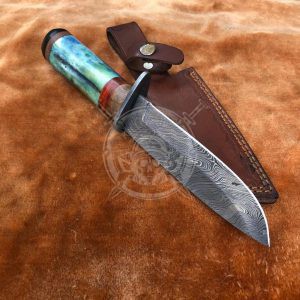 Fixed Blade 10" Handmade Damascus Hunting Knife - Image 3