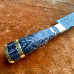 Handmade Professional Kitchen Damascus 15" Knife With Leather Sheath - Image 4