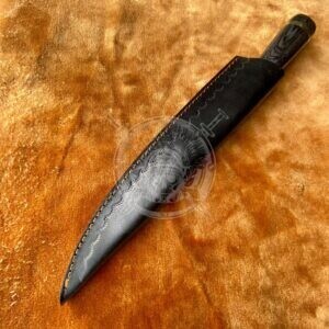 Handmade Professional Kitchen Damascus 15" Knife With Leather Sheath - Image 5