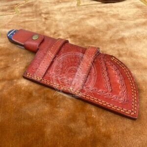 Handmade Damascus Syberian Round Cleaver With Leather Sheath - Image 5
